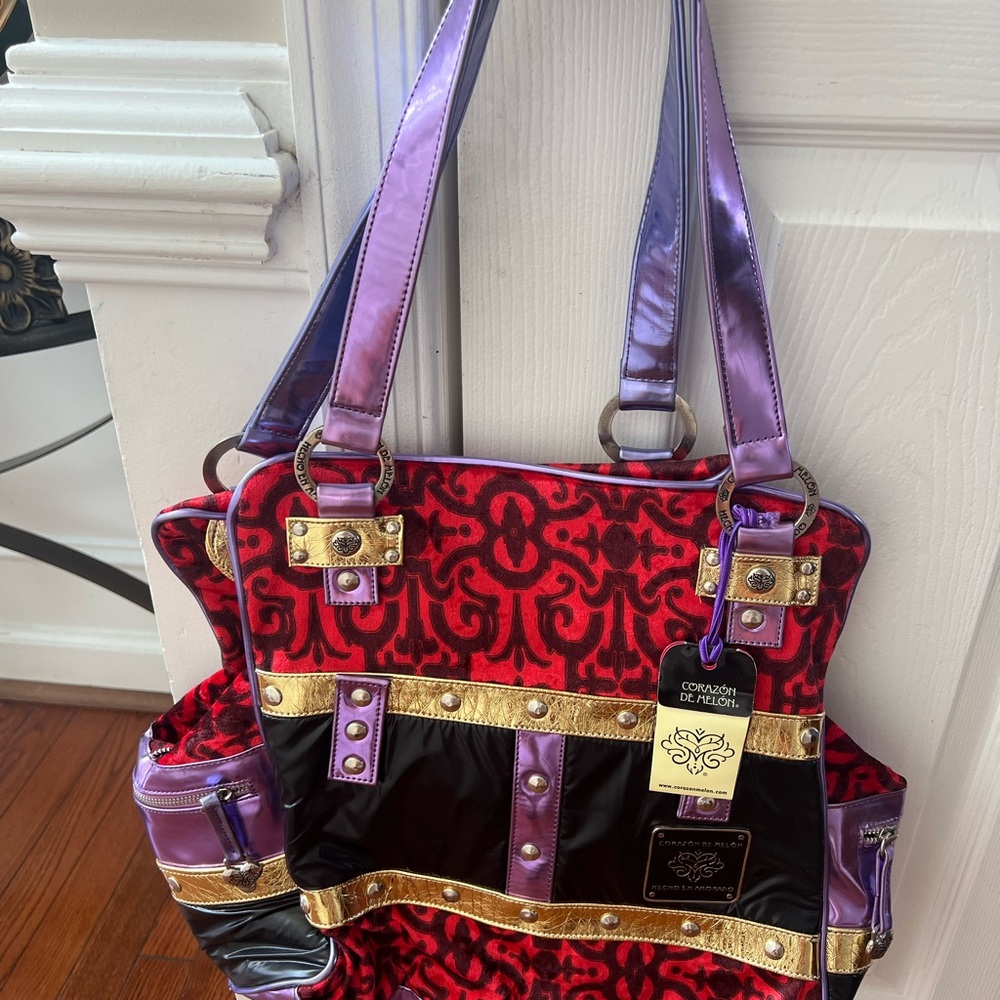 Stylish Red and Purple Shoulder Bag
